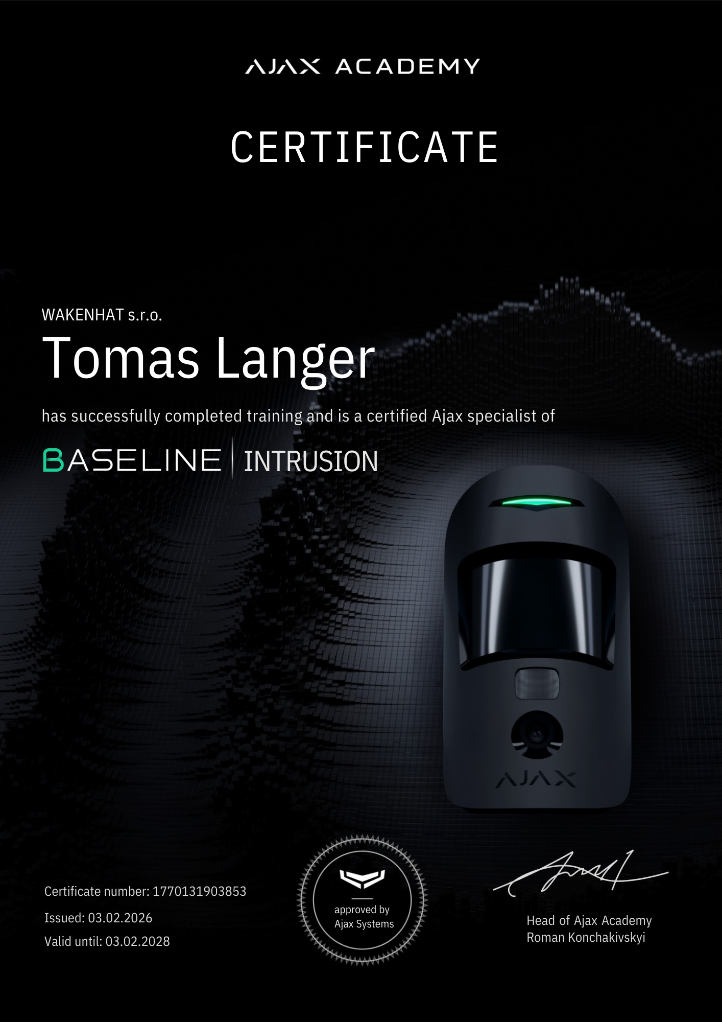 Certifikát Ajax Baseline